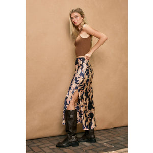 Riverbend Pull On Maxi Skirt in Western Navy