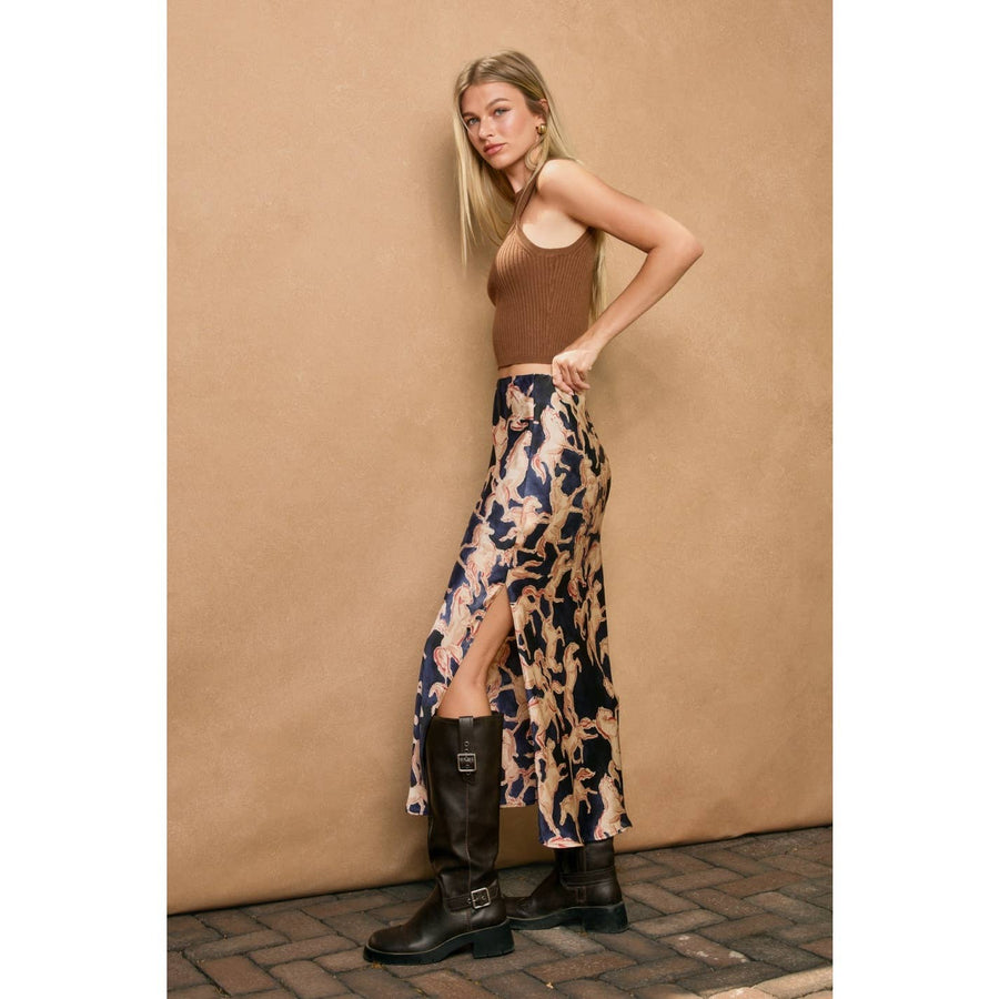 Riverbend Pull On Maxi Skirt in Western Navy