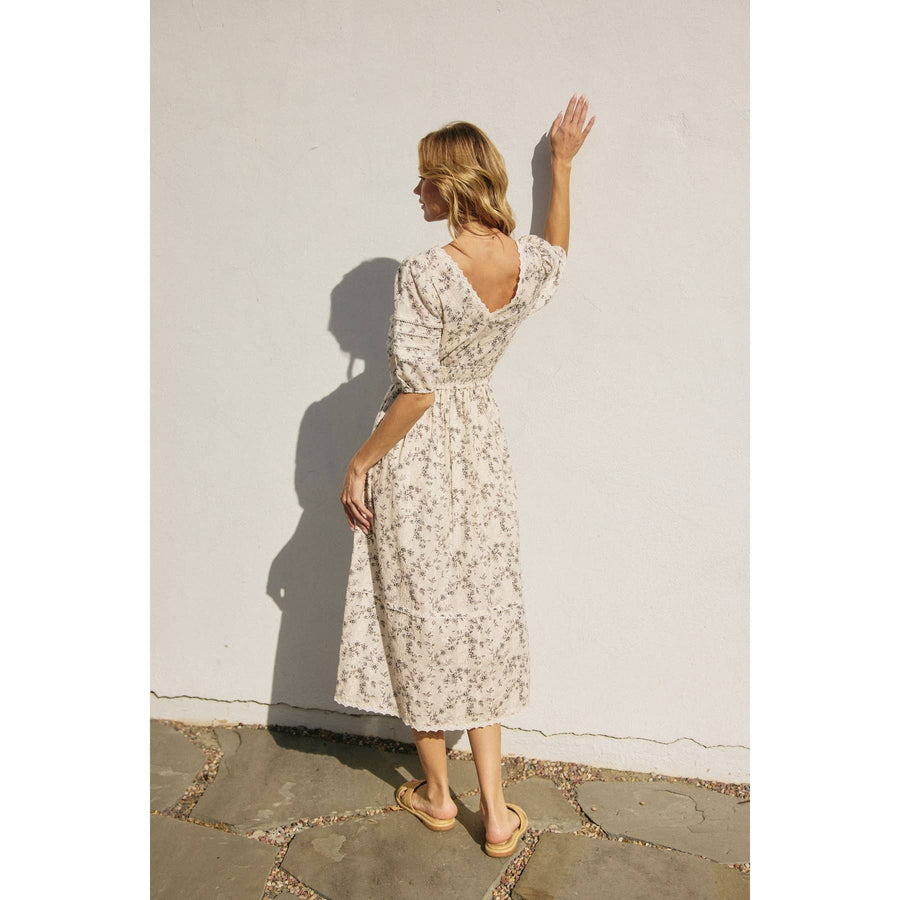Brunch Babe Bubble Sleeve Midi Dress