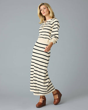 Paris Sweater Skirt in Black Stripe by Downeast