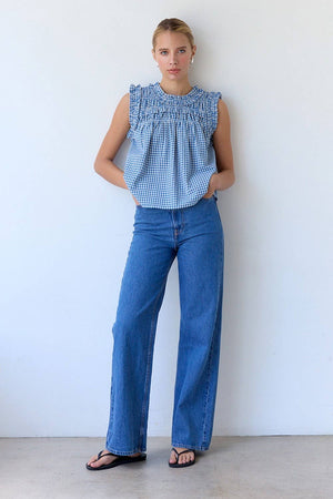 Gingham Ruffle Blouse
