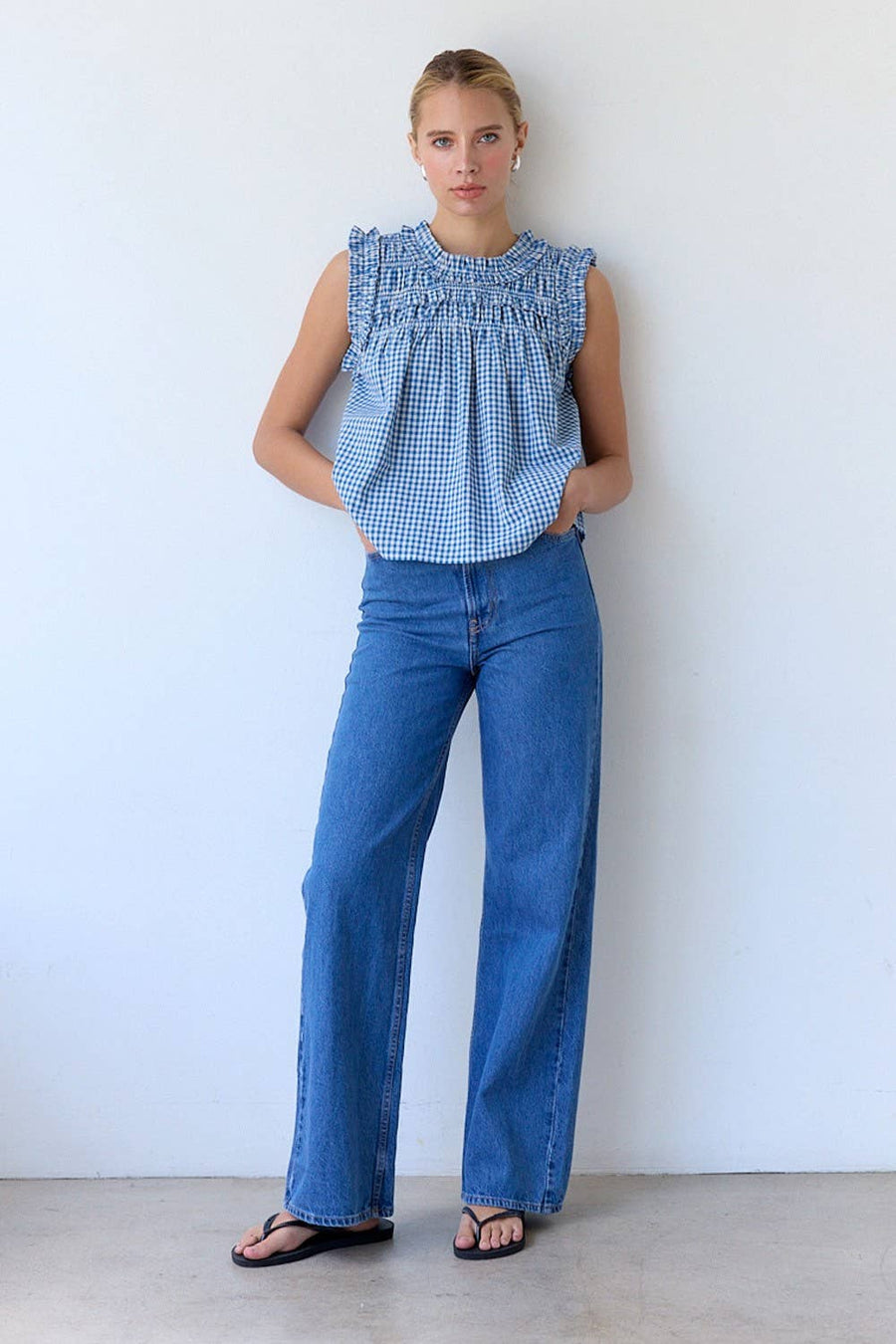 Gingham Ruffle Blouse