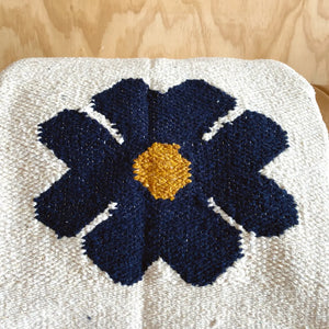 Flora Navy & Gold Heavyweight Throw Flower Blanket by Sundream