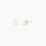 Round Mother of Pearl Gemstone Gold Earrings by JaxKelly