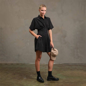 Wide Pintuck Shirt Dress