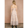 Floral Polka Dot Lace Trim Tiered Maxi Dress
