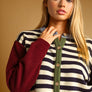 Stripe and Mix Pattern Button Front Cardigan