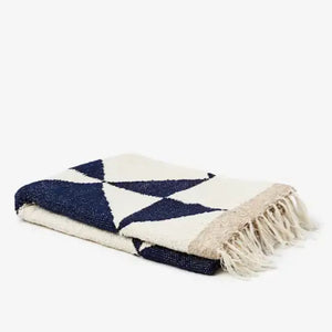 Navy & Cream Patchwork Sun Heavyweight Western Throw Blanket  by Sundream