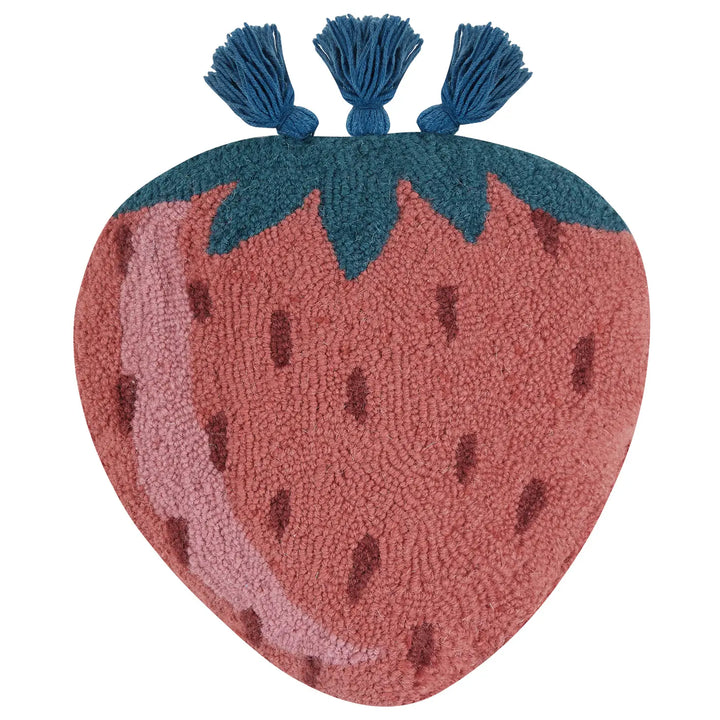 Strawberry Shaped Hook Pillow with Tassels by Justina Blakeney