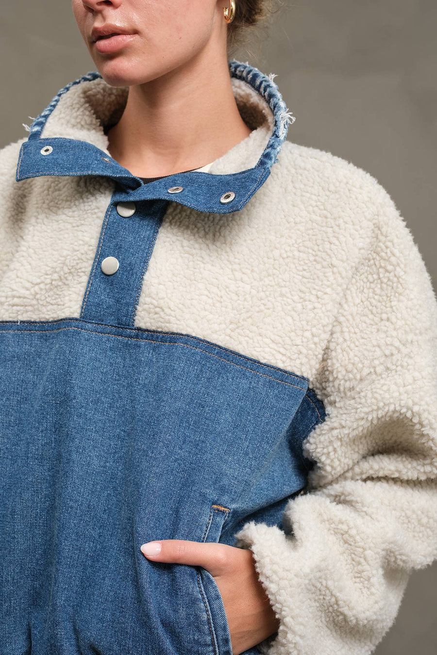 Teddy Denim Snap-Up Jacket