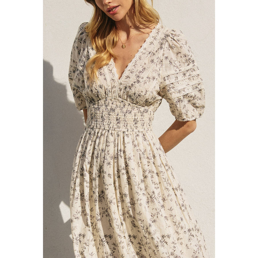 Brunch Babe Bubble Sleeve Midi Dress