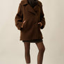 Solid Sherpa Fleece Double-Breasted Blanket-Stitch Jacket
