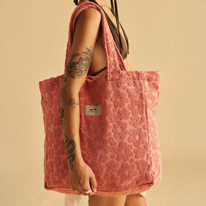Ginny Terry Tote Bag in Guava by Slowtide