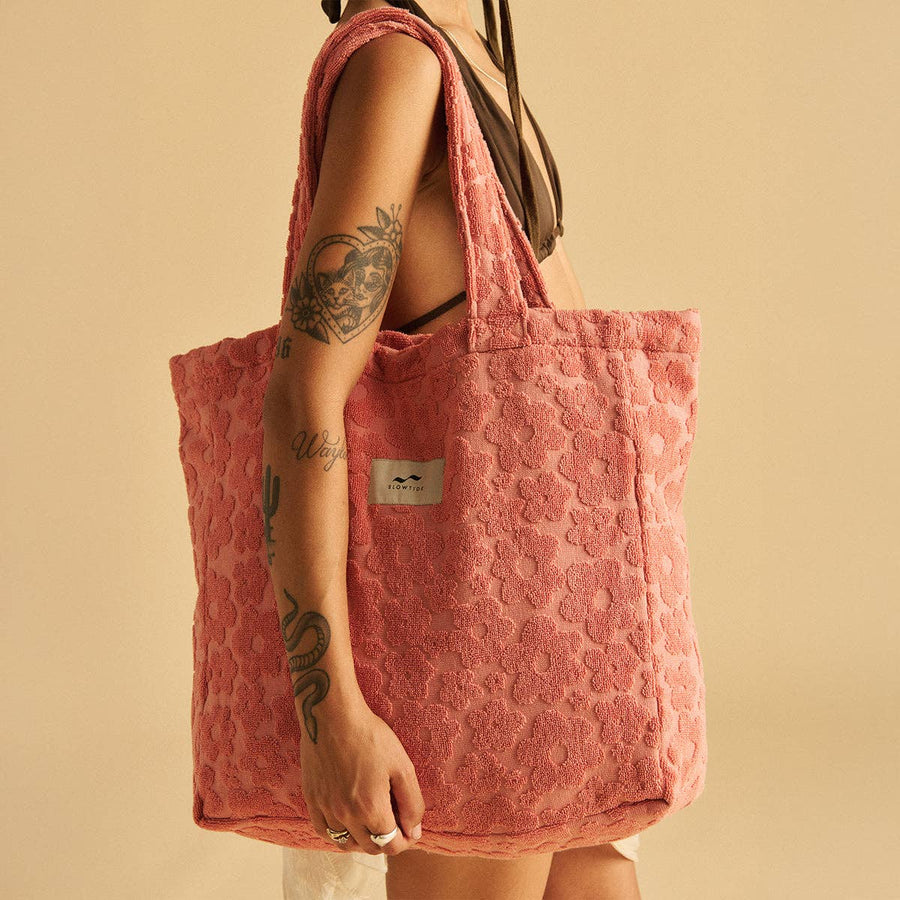 Ginny Terry Tote Bag in Guava by Slowtide