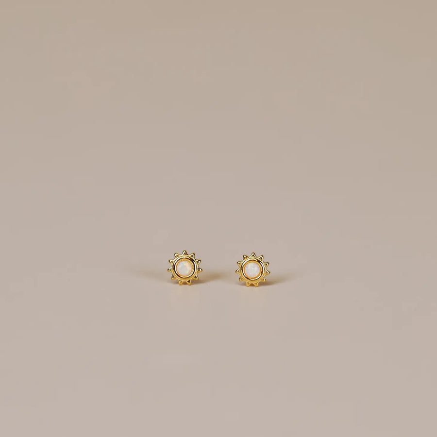White Opal Sun Earrings
