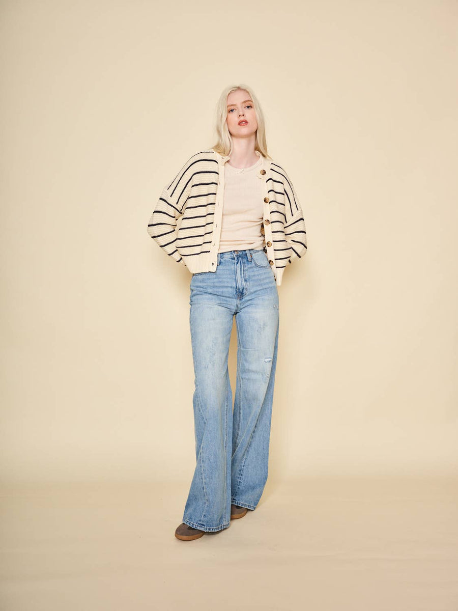 Amara Cardigan in Navy Stripe by dRA