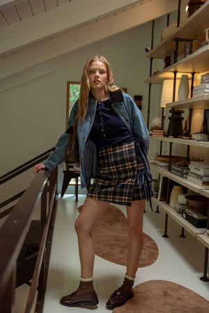 Plaid Pattern Wrap Skirt