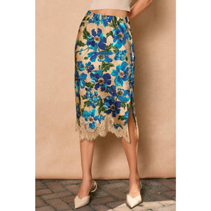 Ethereal Gardens Lace Hem Pencil Skirt
