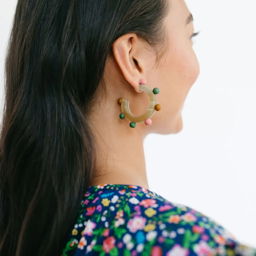 Rainbow Bead Hoop Earrings by Sunshine Tienda