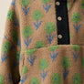 Floral Sherpa Fleece and Denim Half-Snap Pullover Jacket