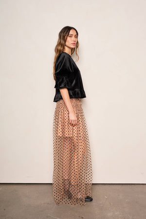 Mia Skirt in Nude Black Dot by dRA