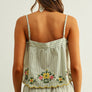 Floral Embroidery Striped Top