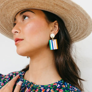 Desert Stripe Block Dangle Earrings by Sunshine Tienda