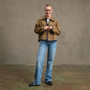 Collar Jacket with Contrast Stitching