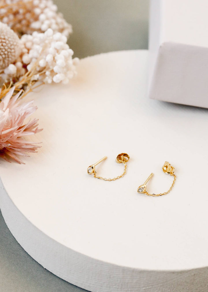 Chain Huggie Gold Stud Earrings by JaxKelly