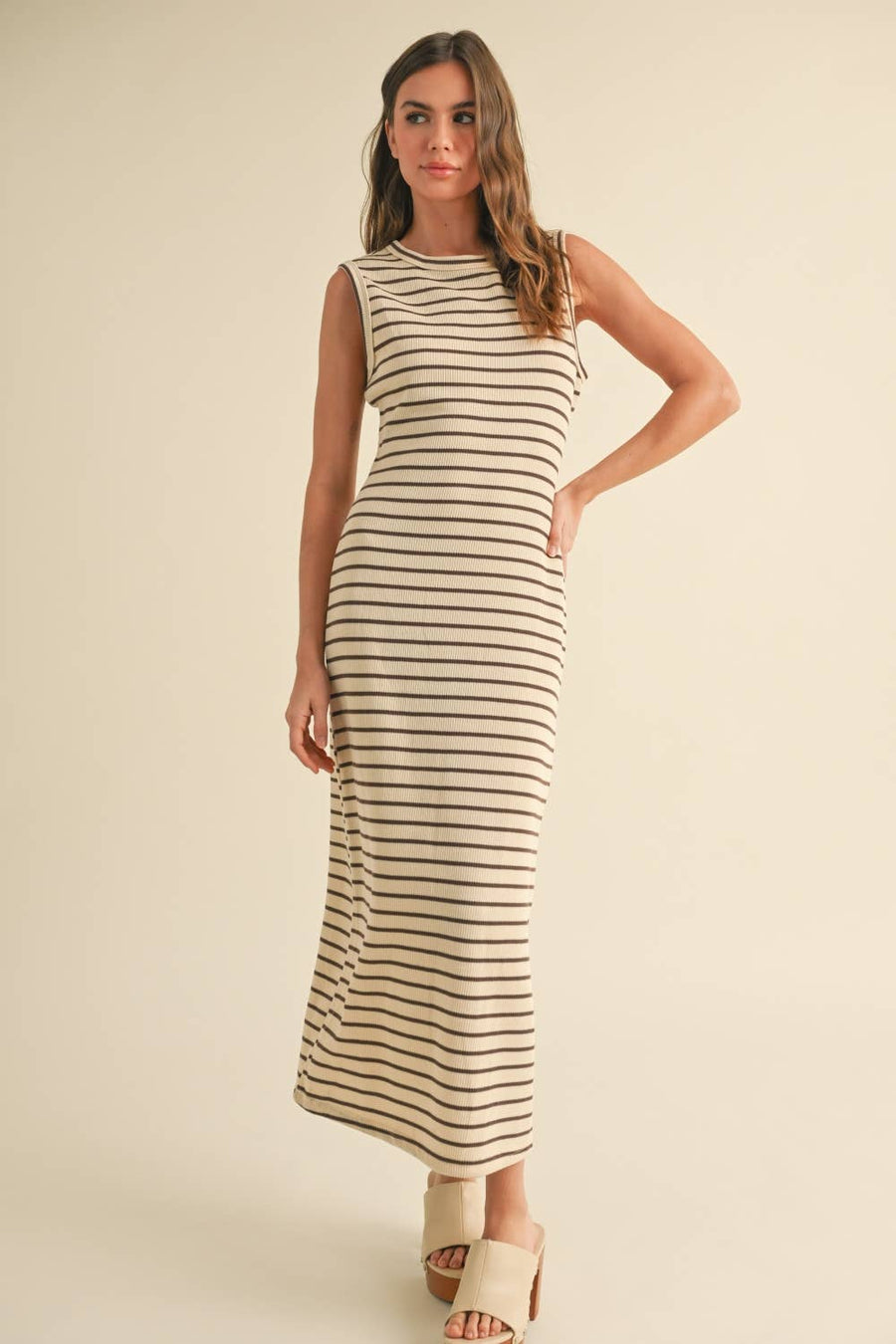 Striped Pattern Knitted Dress