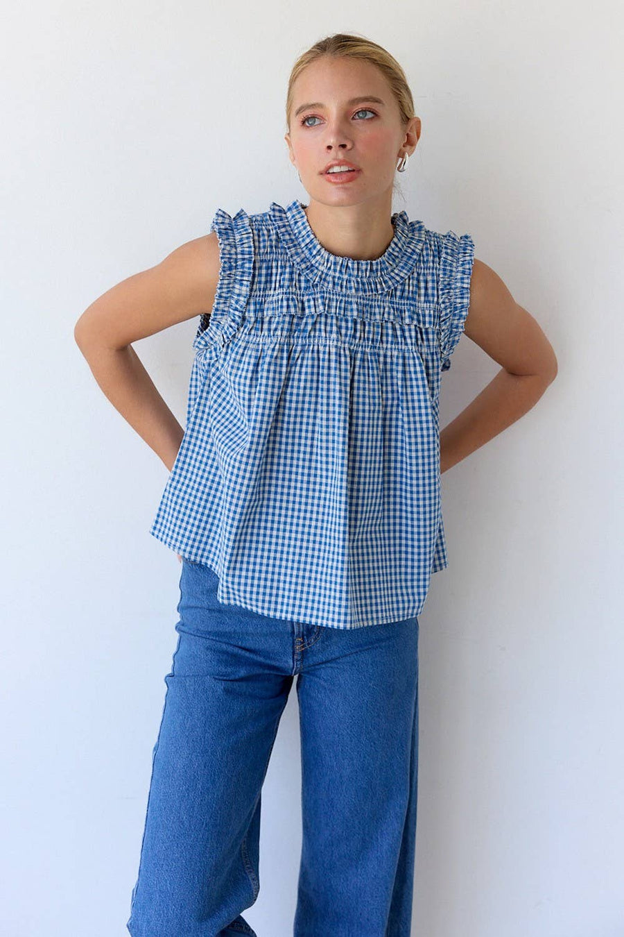 Gingham Ruffle Blouse