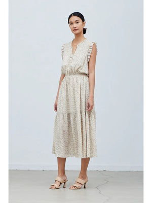 Printed Midi Dress in Ivory