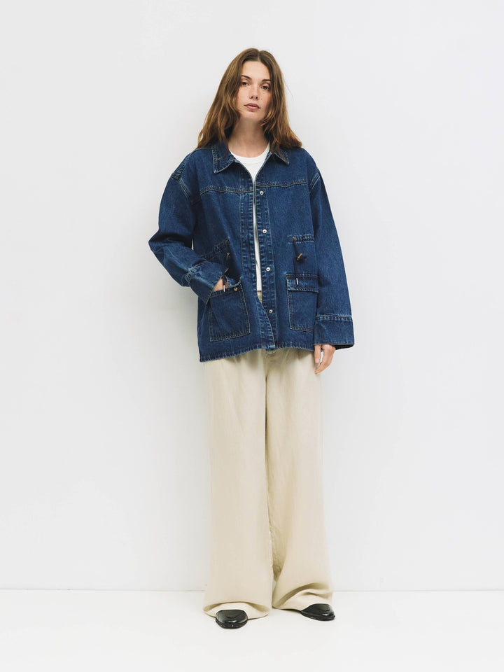 The Aster Jacket | Denim Drawstring Jacket by All Row