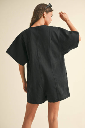 Cotton Romper with Button Front