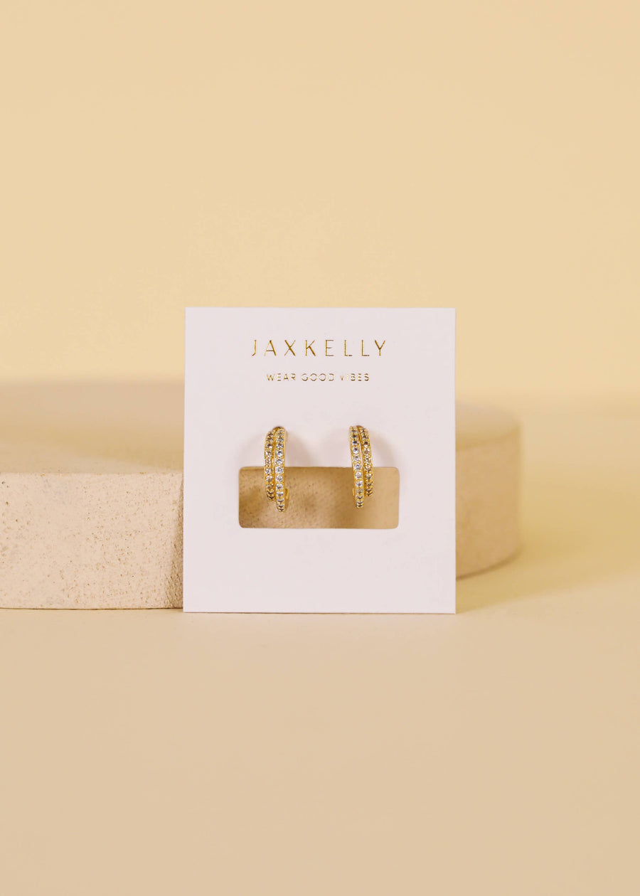 Double Champagne Hoop Earrings in Gold by JaxKelly