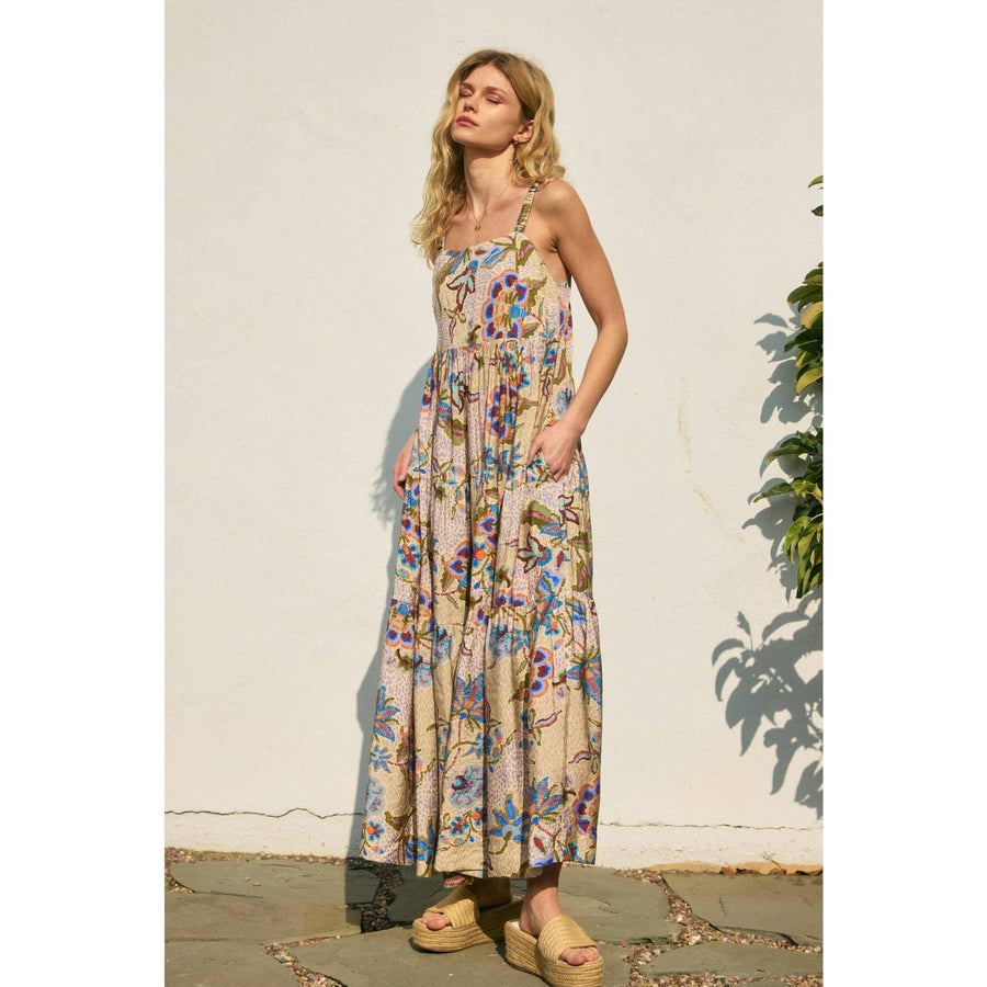 On The Dot Babydoll Tiered Maxi Dress