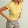 Button Front Ribbed Top