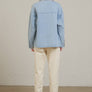 Contrast Collar Light Wash Denim Jacket