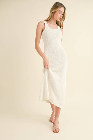 Thick Weaved Knitted Dress in White