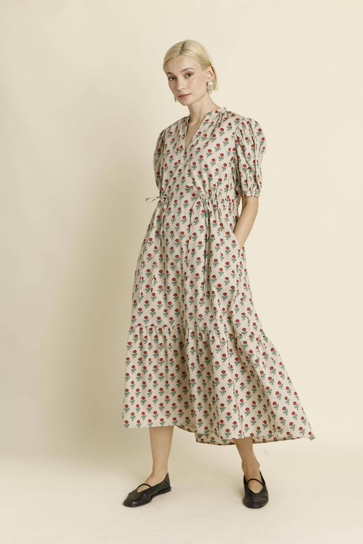 Midi Dress with Waist Ties