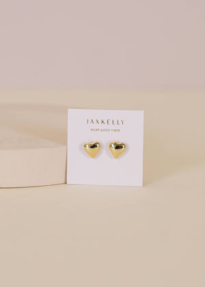 Puffed Gold Heart Earrings by JaxKelly