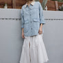 Contrast Collar Light Wash Denim Jacket