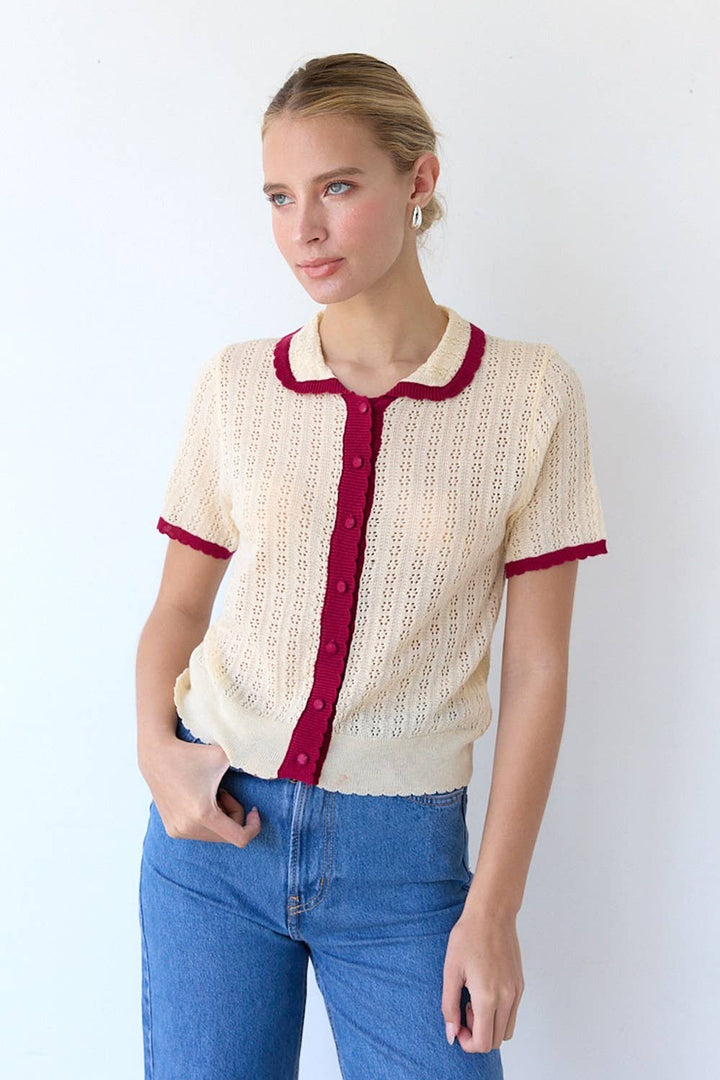 All Over Pointelle Cardigan