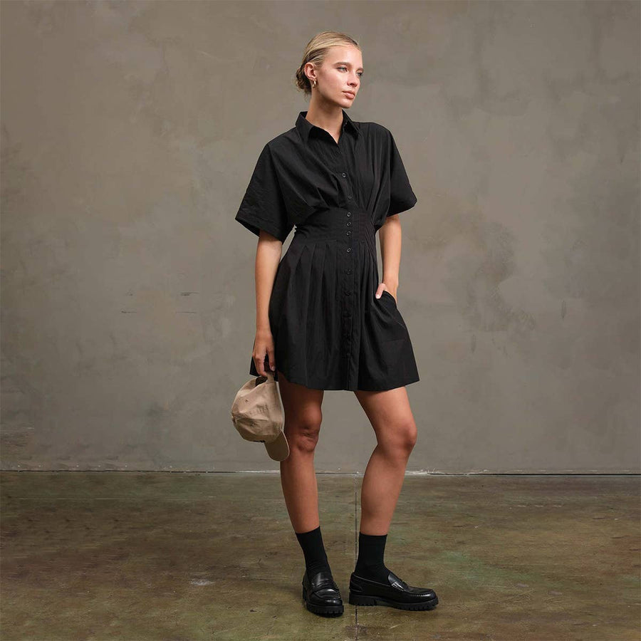 Wide Pintuck Shirt Dress
