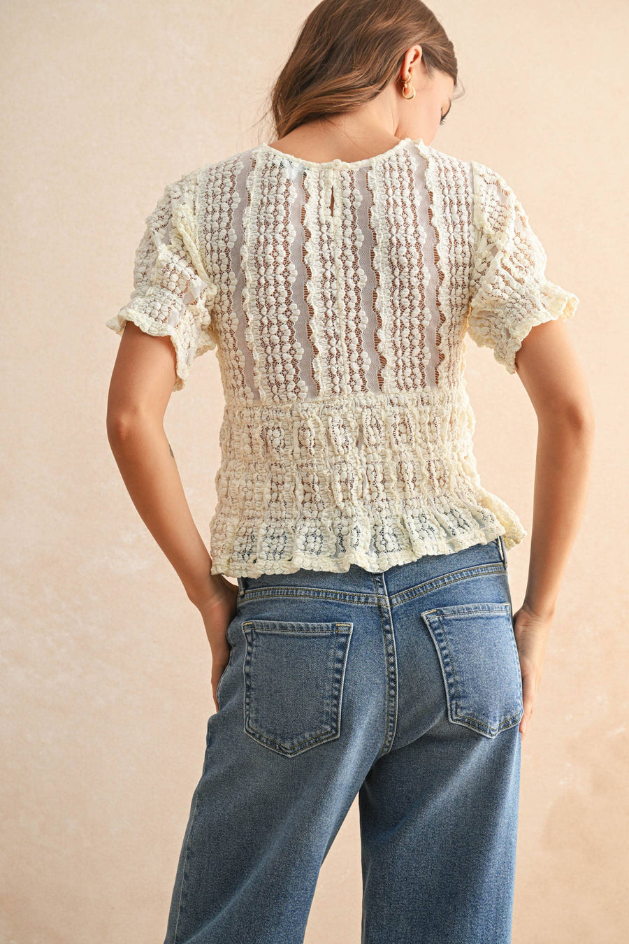 Short Sleeve Lace Blouse