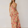 Floral Chiffon V Neck Midi Slip Dress