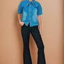 Tie Neck Denim Blouse