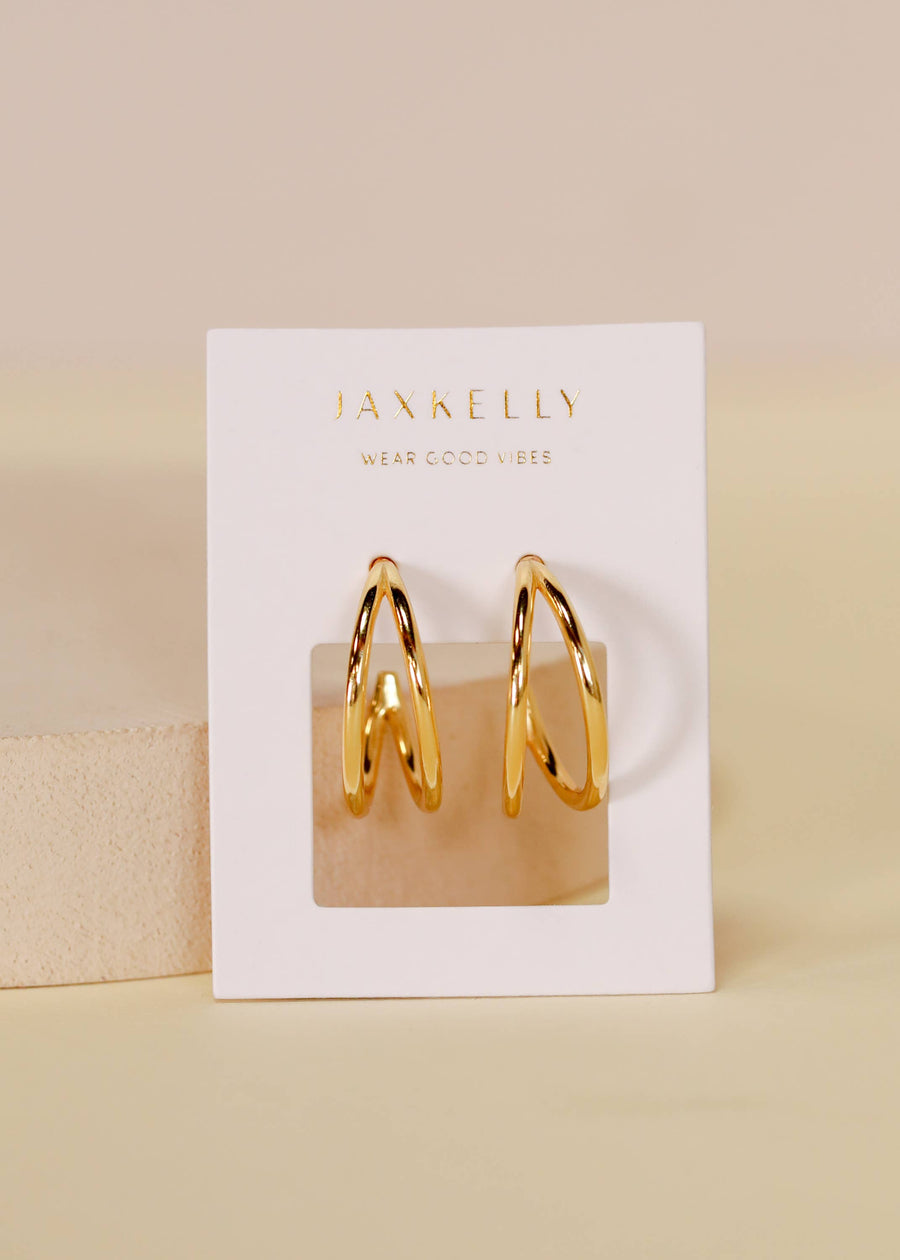 Illusion Double Hoop Gold Earrings by JaxKelly