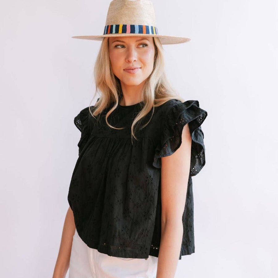 Black Eyelet Lottie Top by Sunshine Tienda