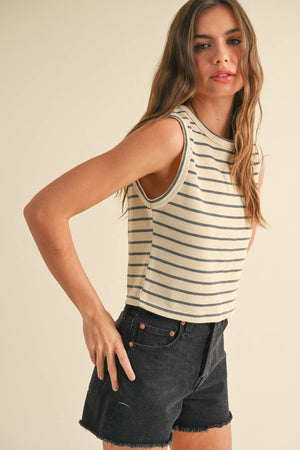 Striped Knitted Sleeveless Top